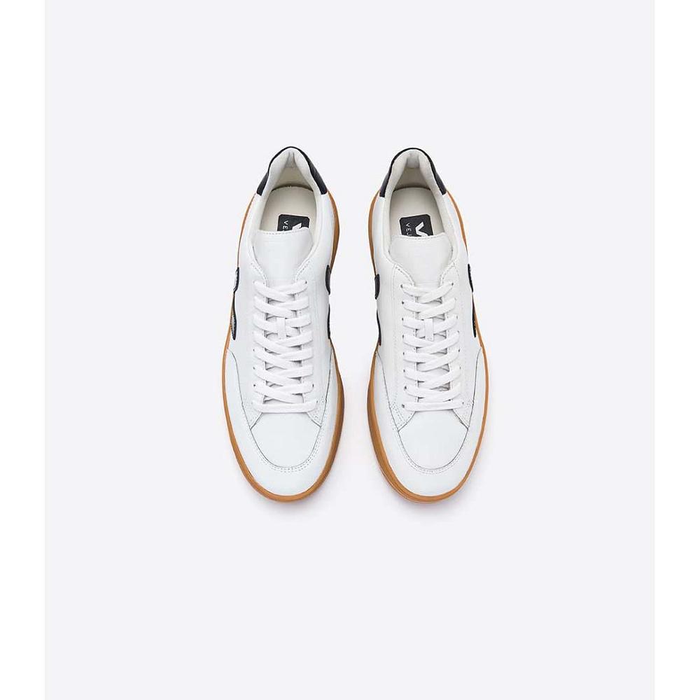 Veja V-12 LEATHER Tornacipő Női White/Black/Beige | HU 670LIS